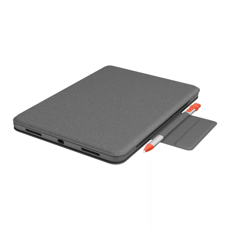 LOGITECH Folio Touch klaviatūros dėklas su apšvietimu ir jutikliniu kilimėliu Oxford Grey, skirtas iPad Air (4 kartos), vokiška QWERTZ
