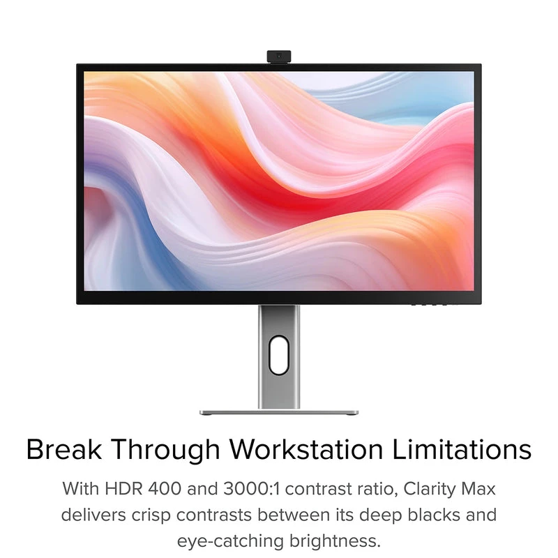 ALOGIC stalinis monitorius - Clarity Pro - 27 colių - 3840x2160 (4K UHD) su 65W PD ir internetine kamera