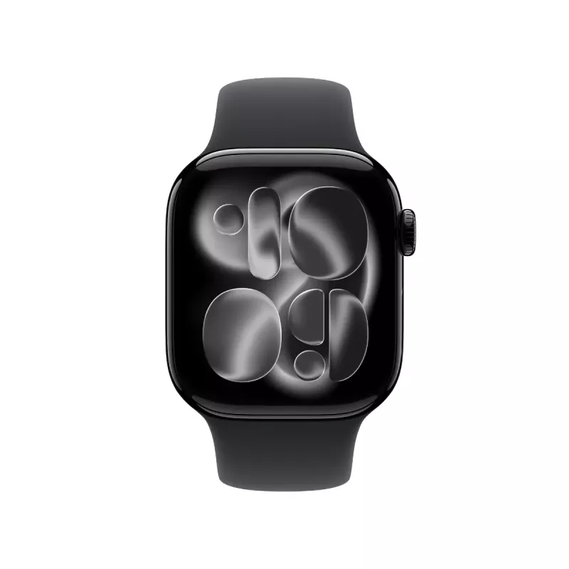 APPLE Watch Series 11 (2025) GPS 42mm „Jet Black“ aliuminio korpusas su sportine juostele S/M – juoda