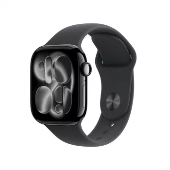 APPLE Watch Series 11 GPS 42mm korpusas iš juodo anoduoto aliuminio su juodu sportiniu dirželiu M/L