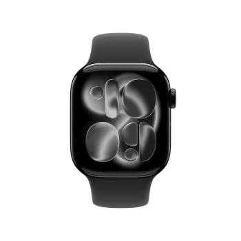 APPLE Watch Series 11 GPS 42mm korpusas iš juodo anoduoto aliuminio su juodu sportiniu dirželiu M/L
