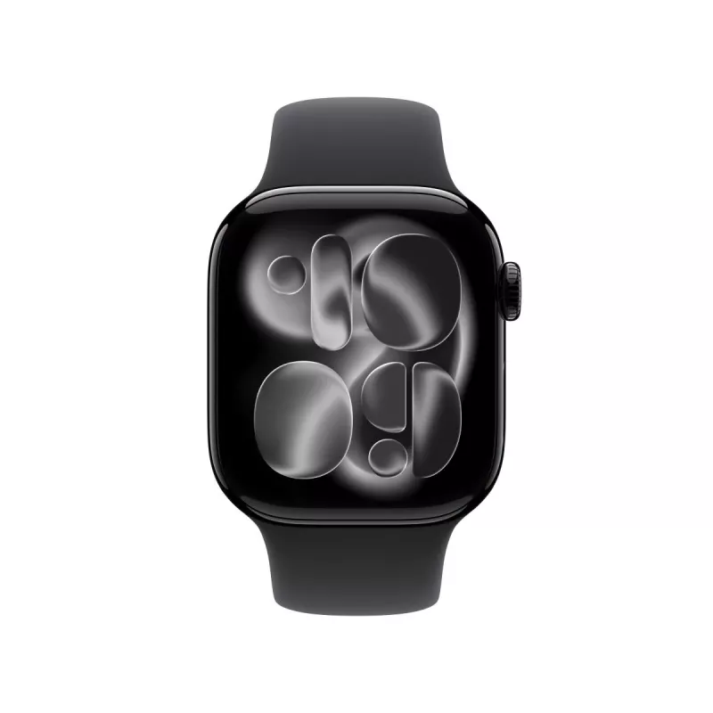 APPLE Watch Series 11 GPS 42mm korpusas iš juodo anoduoto aliuminio su juodu sportiniu dirželiu M/L