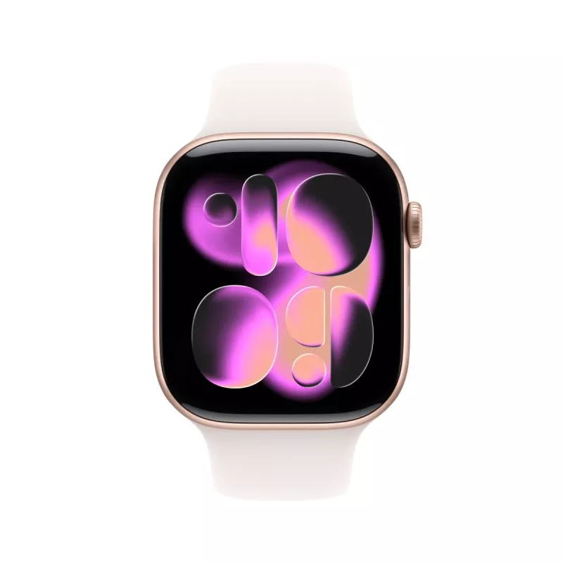 APPLE Watch Series 11 GPS 46mm rožinio aukso aliuminio korpusas su šviesiai rožiniu sportiniu dirželiu M/L