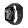 APPLE Watch Series 11 GPS + Cellular 46mm juodas aliuminio korpusas su juoda sportine juosta M/L