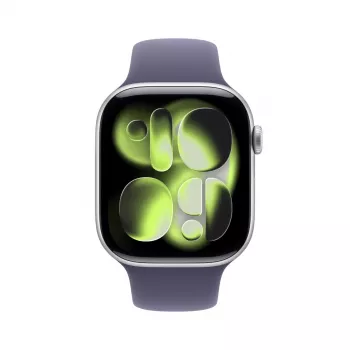 APPLE Watch Series 11 GPS + Cellular 46mm sidabrinis aliuminio korpusas su Purple Fog sportine juostele M/L