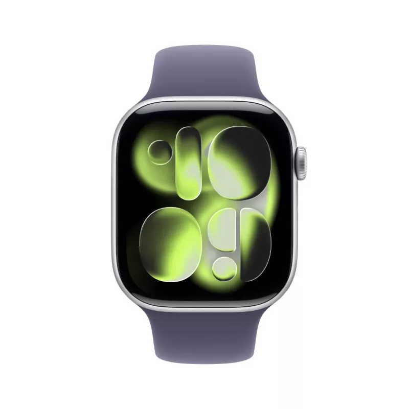 APPLE Watch Series 11 GPS + Cellular 46mm sidabrinis aliuminio korpusas su Purple Fog sportine juostele M/L