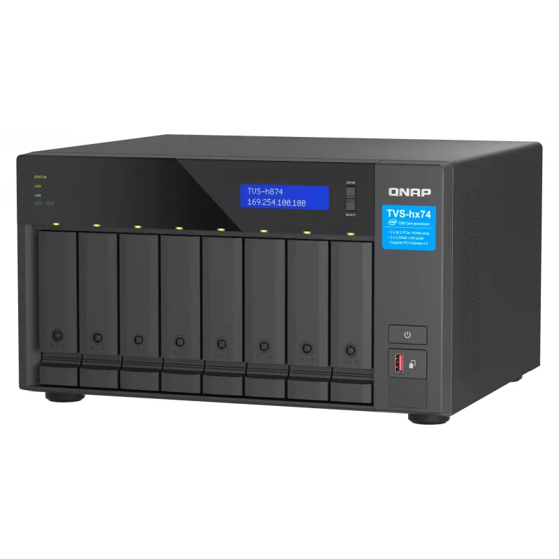 QNAP TVS-h874 NAS bokštinis Intel® Core™ i5 i5-12400 32 GB DDR4 0 TB QuTS hero juodos spalvos