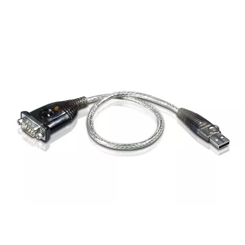 ATEN USB prievado į nuoseklųjį prievadą keitiklis, nerūdijantis plienas, permatomas, juodas, 0,35 m, USB Type-A, DB-9, kištukas, kištukas