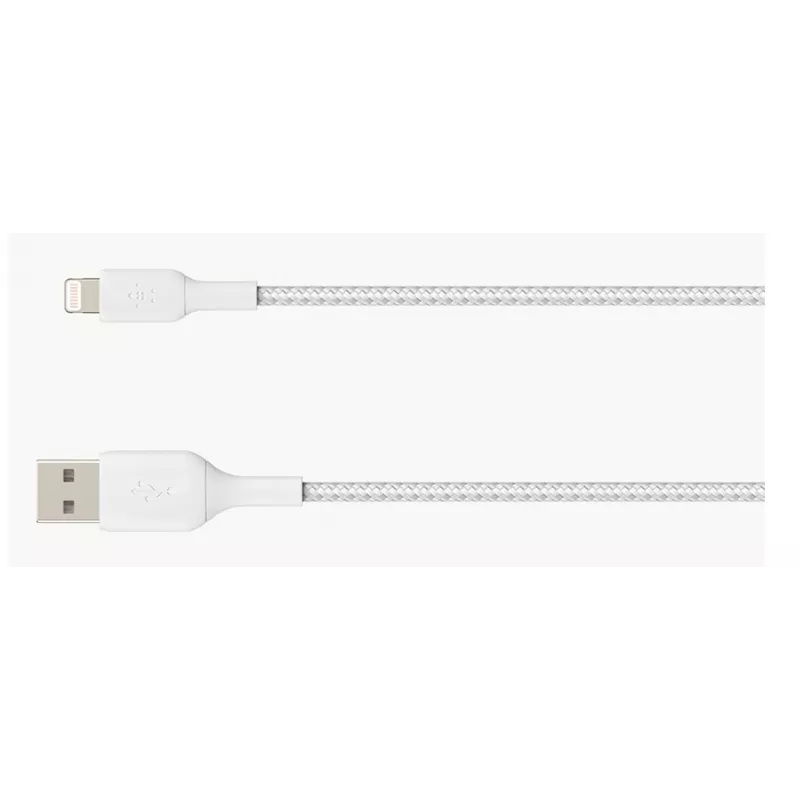 BELKIN Lightning>USB-A laidas, pintas, 0,15 m, baltas