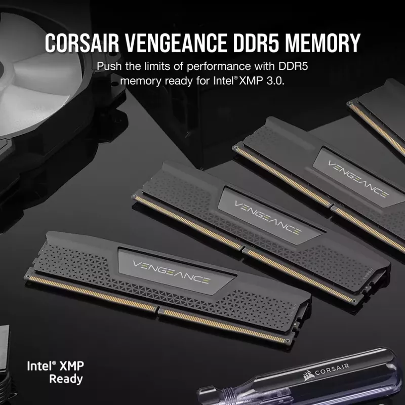 CORSAIR atmintis 32GB (2x16GB) DDR5 DRAM 6400MT/s CL36 atminties rinkinys Vengeance – juoda