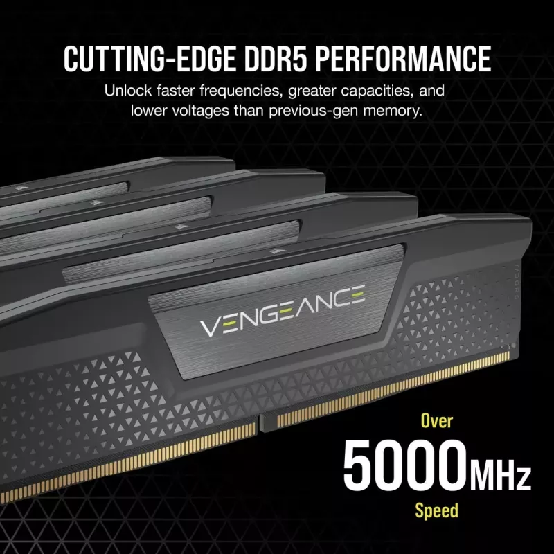 CORSAIR atmintis 32GB (2x16GB) DDR5 DRAM 6400MT/s CL36 atminties rinkinys Vengeance – juoda