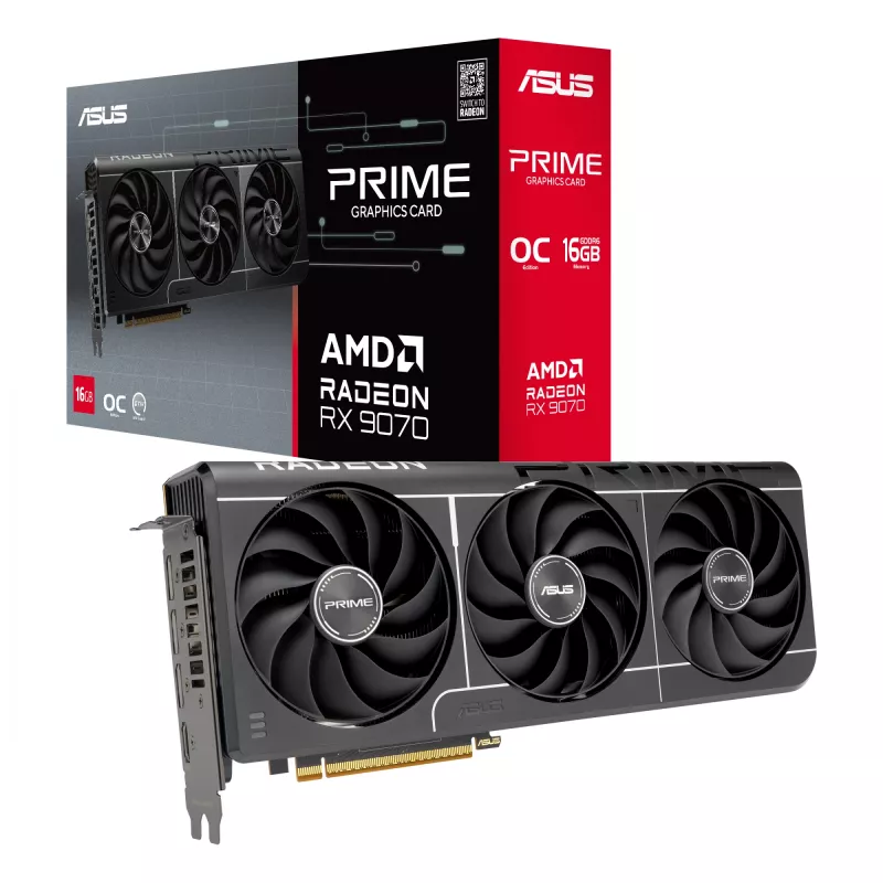 Vaizdo plokštė ASUS Radeon RX 9070 16 GB GDDR6 PCIe 5.0 256 bitų, 3 ventiliatorių aušinimas, PCI Express 5.0