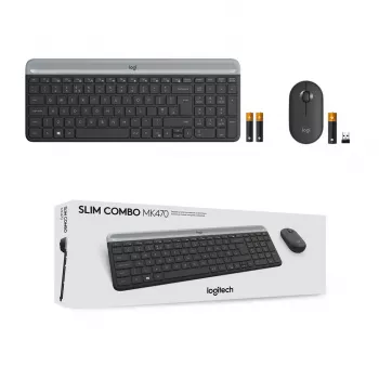 Logitech MK470 belaidė klaviatūra+pelė, grafito spalva, pelė įtraukta, QWERTY US, USB