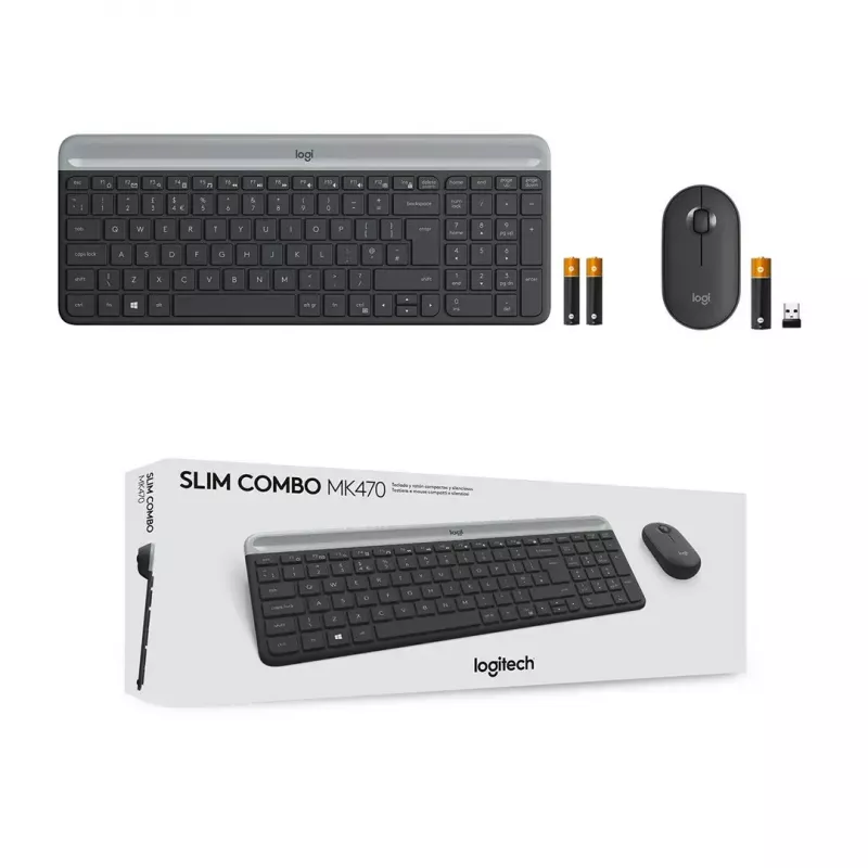 Logitech MK470 belaidė klaviatūra+pelė, grafito spalva, pelė įtraukta, QWERTY US, USB