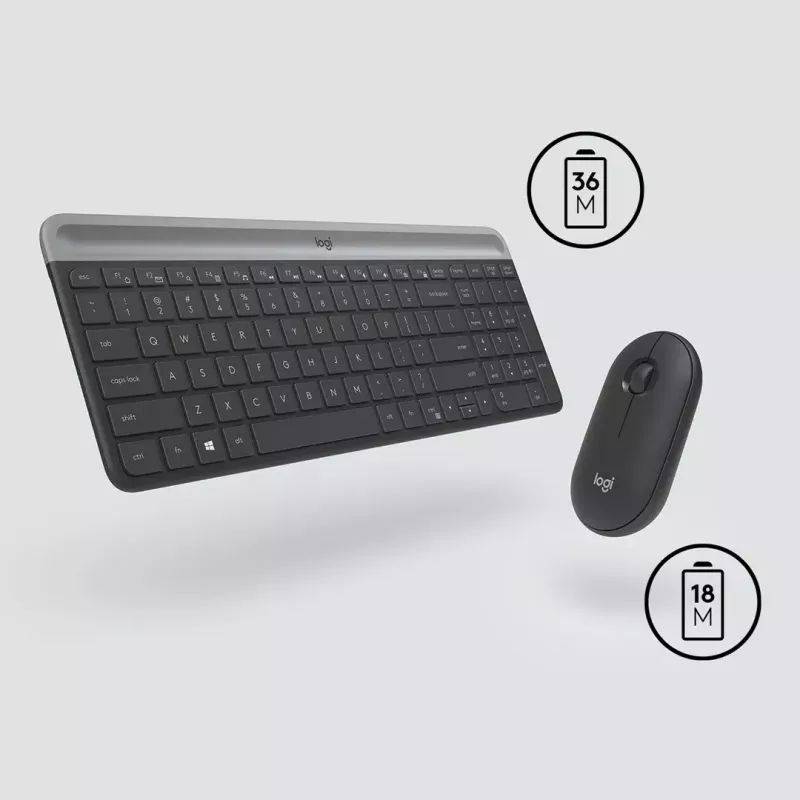 Logitech MK470 belaidė klaviatūra+pelė, grafito spalva, pelė įtraukta, QWERTY US, USB
