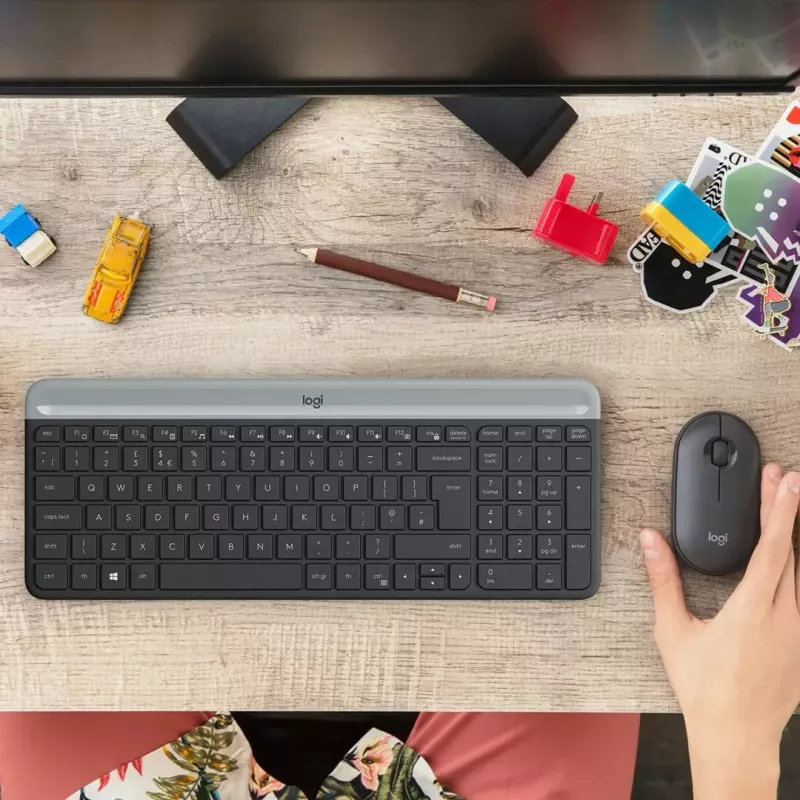 Logitech MK470 belaidė klaviatūra+pelė, grafito spalva, pelė įtraukta, QWERTY US, USB