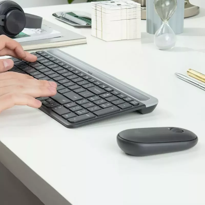 Logitech MK470 belaidė klaviatūra+pelė, grafito spalva, pelė įtraukta, QWERTY US, USB