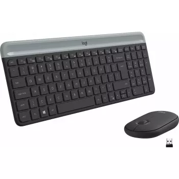 Logitech MK470 belaidė klaviatūra+pelė, grafito spalva, pelė įtraukta, QWERTY US, USB