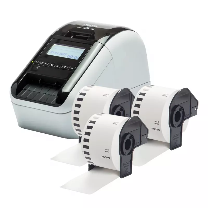Brother QL-820NWBCVM etikečių spausdintuvas Tiesioginis terminis Spalvotas 300 x 600 DPI 176 mm/sek. Laidinis ir belaidis Ethernet LAN DK Wi-Fi Bluetooth