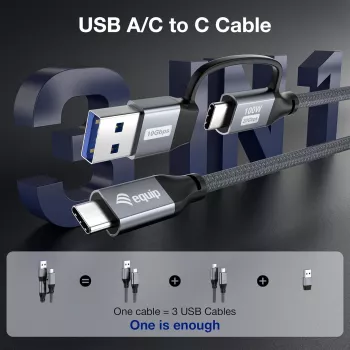 Equip 128431 USB kabelis USB 3.2 Gen 2x2 1 m USB A/USB C USB C juodas