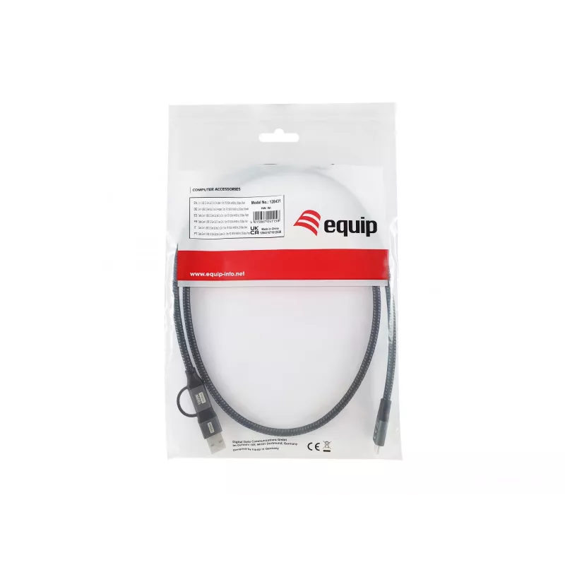 Equip 128431 USB kabelis USB 3.2 Gen 2x2 1 m USB A/USB C USB C juodas