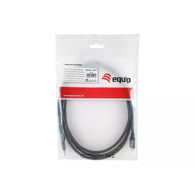 Equip 128432 USB kabelis USB 3.2 Gen 2x2 2 m USB A/USB C USB C Juoda