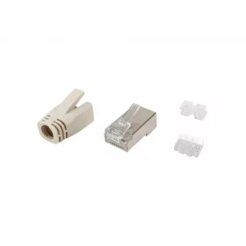 Equip Cat.6A RJ45 ekranuotas kištukų rinkinys 100 vnt. nerūdijantis plienas permatomas baltas