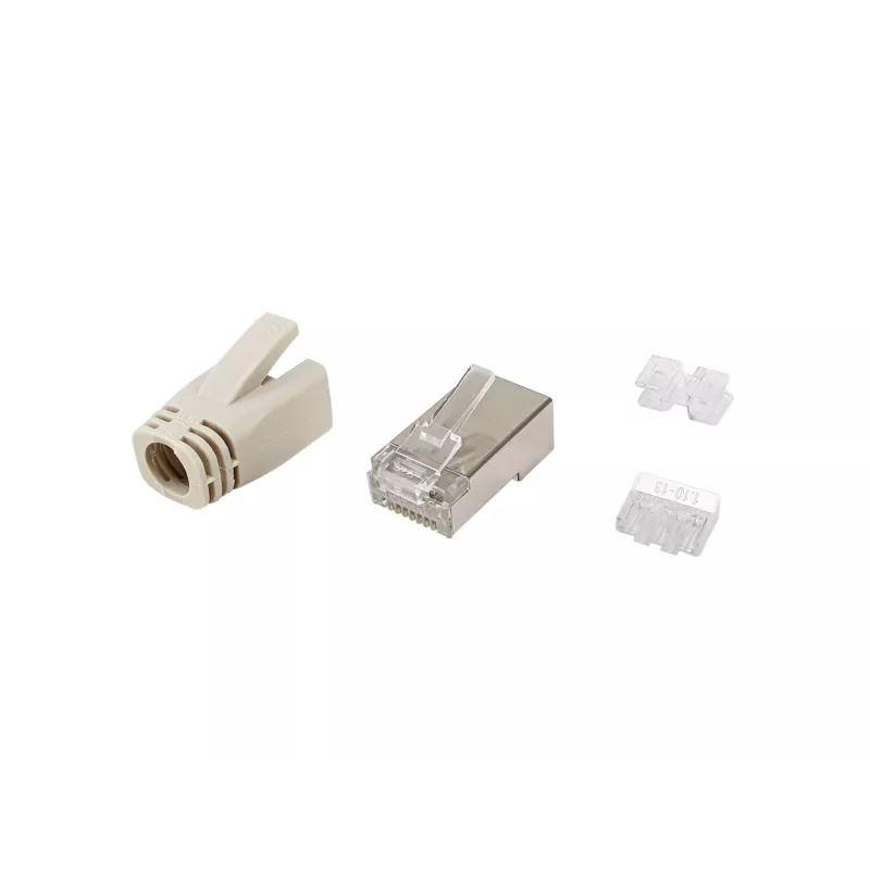 Equip Cat.6A RJ45 ekranuotas kištukų rinkinys 100 vnt. nerūdijantis plienas permatomas baltas
