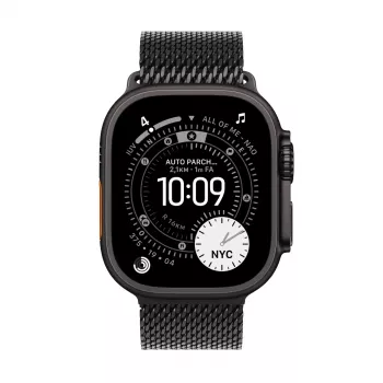 Išmanusis laikrodis Apple Watch Ultra 3 GPS + Cellular 49mm juodo titano korpusas su juodo titano Milano kilpa (vidutinė)