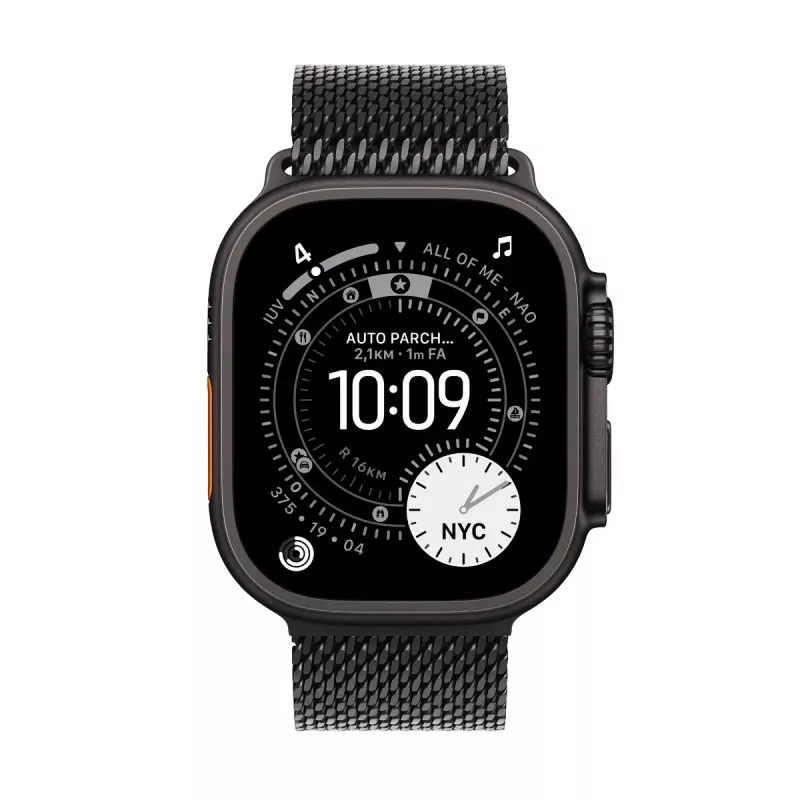Išmanusis laikrodis Apple Watch Ultra 3 GPS + Cellular 49mm juodo titano korpusas su juodo titano Milano kilpa (vidutinė)