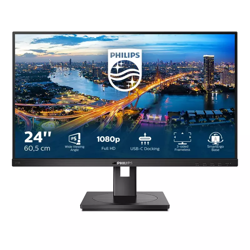 Philips B Line 243B1/00 kompiuterio monitorius 60,5 cm (23,8 col.) 1920 x 1080 pikselių Full HD LED juodas