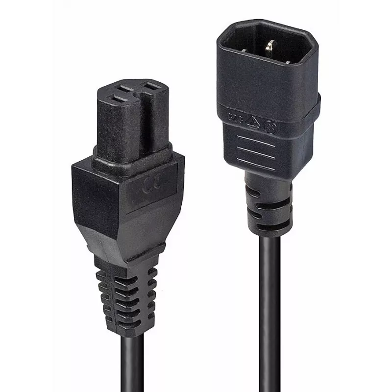 Lindy 2m IEC C14 to IEC C15 'Hot Condition' maitinimo laidas, juodas