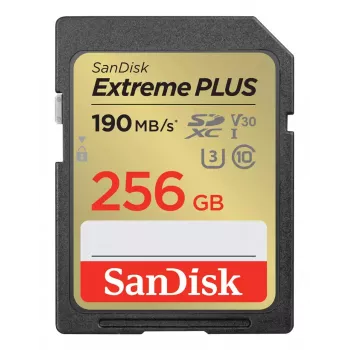 WESTERN DIGITAL Extreme PLUS 256 GB SDHC atminties kortelė 190 MB/s 130 MB/s UHS-I Class 10 U3 V30