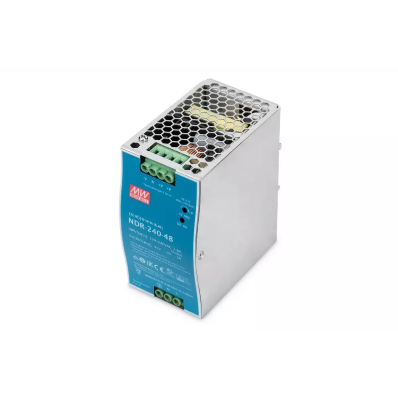 DIGITUS pramoninis maitinimo šaltinis 48V DC, 240W AC-DC, metalinis korpusas, montuojamas ant DIN bėgelio