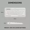 Kompaktiška mini klaviatūra Logitech Pebble Keys 2 K380s — RF belaidė + Bluetooth, QWERTY US International, balta
