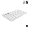 Kompaktiška mini klaviatūra Logitech Pebble Keys 2 K380s — RF belaidė + Bluetooth, QWERTY US International, balta