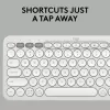 Kompaktiška mini klaviatūra Logitech Pebble Keys 2 K380s — RF belaidė + Bluetooth, QWERTY US International, balta