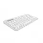 Kompaktiška mini klaviatūra Logitech Pebble Keys 2 K380s — RF belaidė + Bluetooth, QWERTY US International, balta