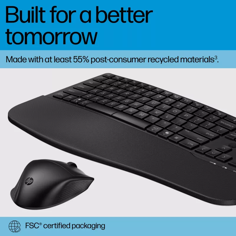 HP 685 Comfort belaidė dviejų režimų klaviatūros ir pelės kombinacija, Bluetooth, viso dydžio