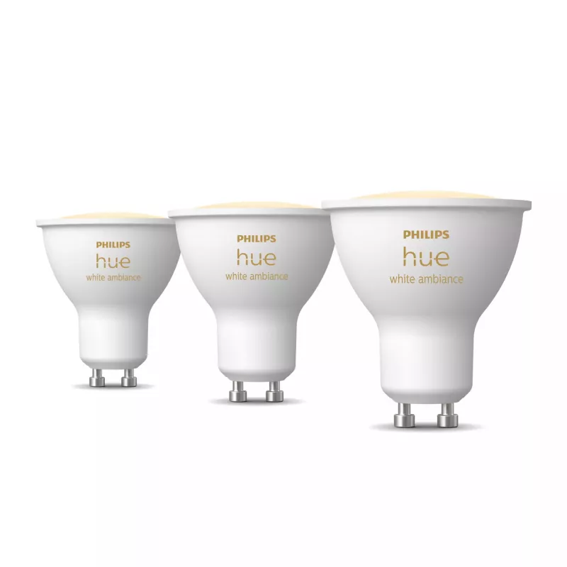 Philips Hue White ambiance GU10 – išmanusis prožektorius – (3 vnt. pakuotė)