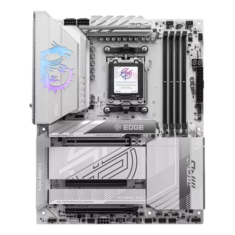 Motininė plokštė MSI MPG X870E EDGE TI WIFI, AMD X870E mikroschemų rinkinys, Socket AM5, ATX, DDR5, 4×DIMM, Wi‑Fi 7, 5Gb LAN, 4×M.2