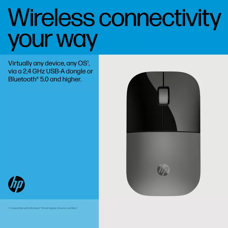 HP Z3700 Dual Silver Mouse, ambidekstrinė, RF belaidis + Bluetooth, sidabrinė
