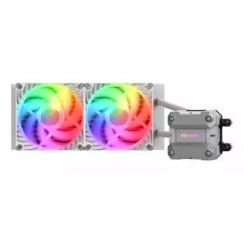 COUGAR CPU vandens aušinimas Poseidon Ultra 240, ARGB, balta, Viskas viename skystinis aušintuvas, 12 cm, 500 RPM, 2200 RPM, balta