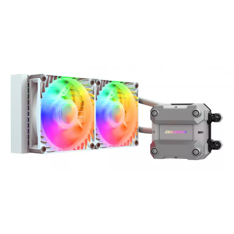 COUGAR CPU vandens aušinimas Poseidon Ultra 240, ARGB, balta, Viskas viename skystinis aušintuvas, 12 cm, 500 RPM, 2200 RPM, balta