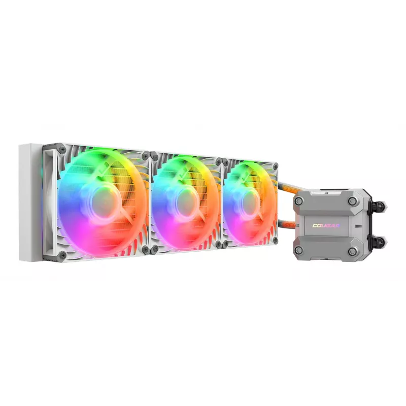 COUGAR CPU vandens aušinimas Poseidon Ultra 360, ARGB, balta, Viskas viename skystas aušintuvas, 12 cm, 500 RPM, 2200 RPM, balta