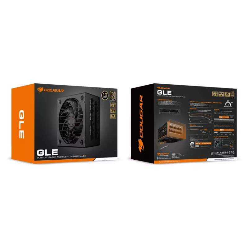 COUGAR maitinimo blokas GLE 1200W ATX3.1 / 80 Plus Gold, 1200 W, 100 - 240 V, 50/60 Hz, 15-7,5 A, 120 W, 1200 W