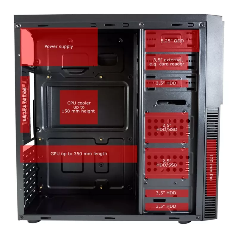 PC korpusas LC-Power LC-7041B-ON Midi Tower juodas