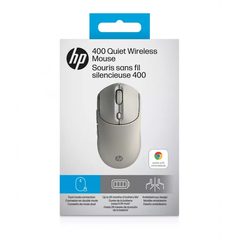 HP 400 Quiet Maple belaidė pelė, ambidekstrinė, RF belaidis + Bluetooth, 6000 DPI, smėlio spalvos