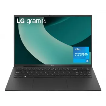 LG Gram 16ZB90RU Intel® Core™ i5 i5-1334U Nešiojamasis kompiuteris 40,6 cm (16 colių) WQXGA 16 GB LPDDR4x-SDRAM 512 GB SSD „Wi-Fi 6E“ (802.11ax) „Windows 11 Pro“ Vokiečių Juoda