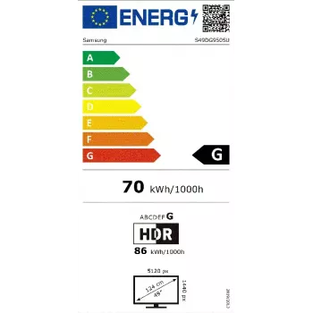 49 colių Dual QHD OLED lenktas monitorius Samsung S49DG950SU — 5120×1440, 32:9, 0,03 ms, USB šakotuvas, VESA, garsiakalbiai